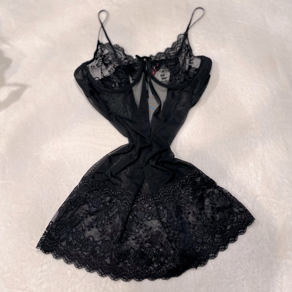 Seven Til Midnight Black Lace Slip